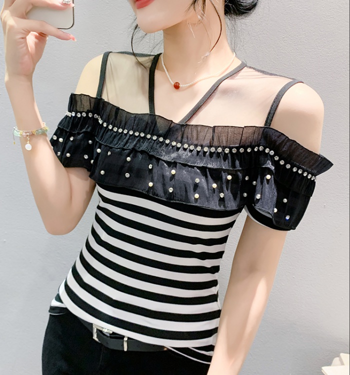 Hollow lotus leaf edges small shirt sexy tops for women