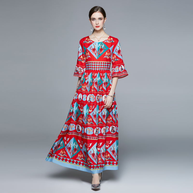 Temperament long long dress Bohemian style dress