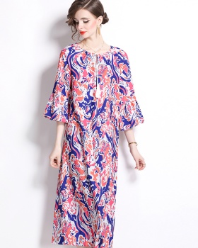 Printing loose dress European style long dress