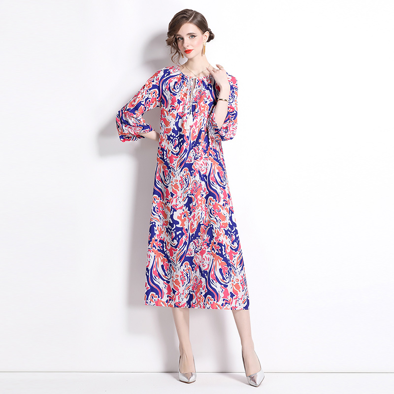 Printing loose dress European style long dress