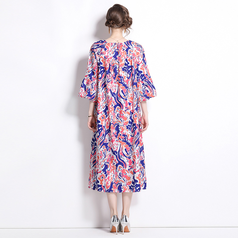 Printing loose dress European style long dress