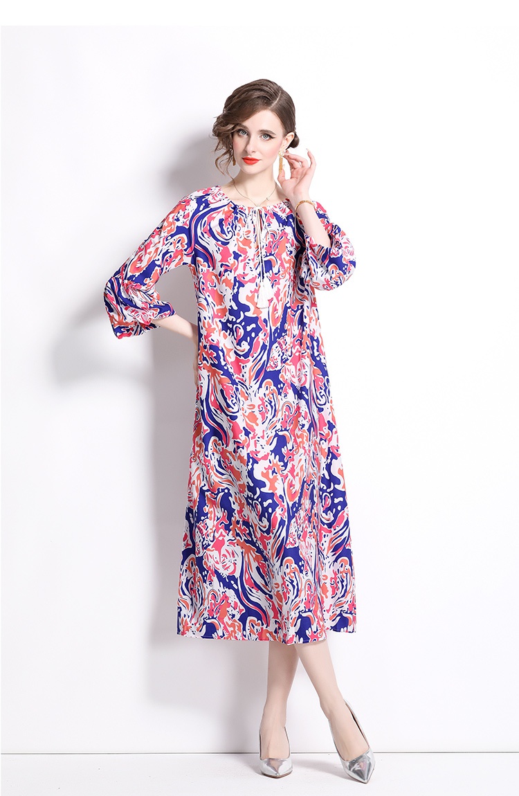 Printing loose dress European style long dress