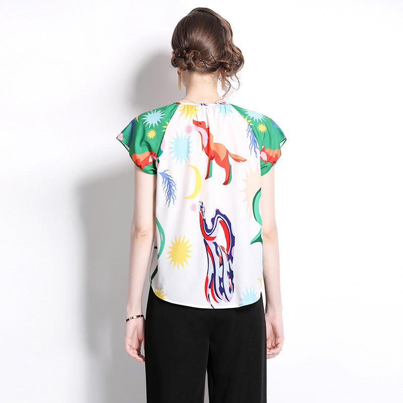 European style printing small shirt graffiti tops