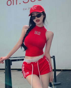 American style slim vest sports spicegirl shorts 2pcs set