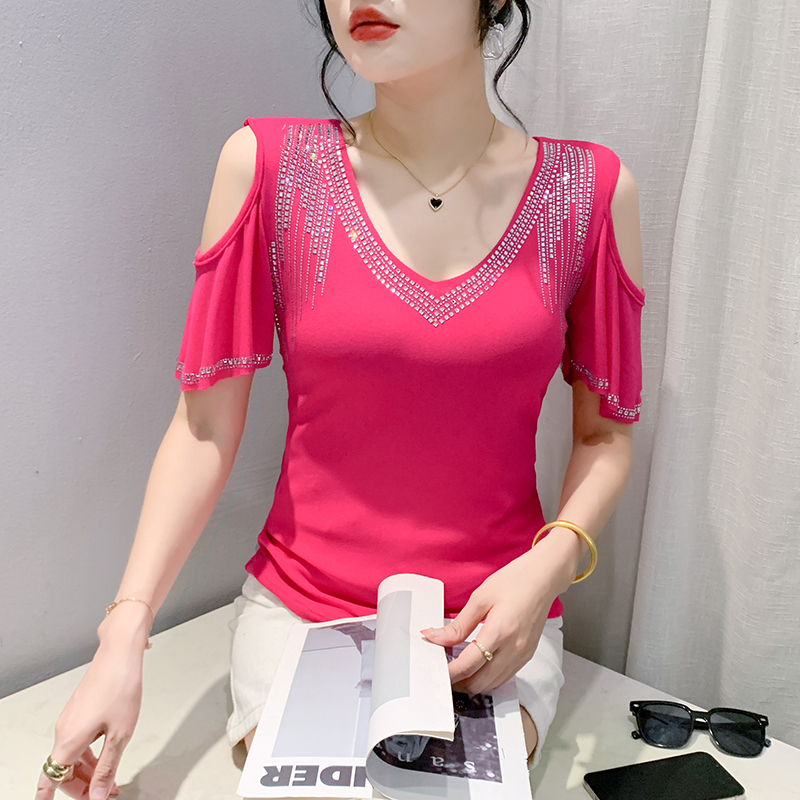 Summer short sleeve slim double T-shirt for women