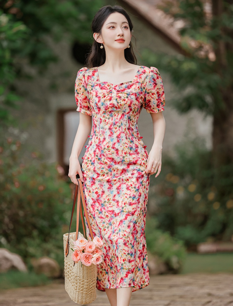 Blooming Chinese style painting dress