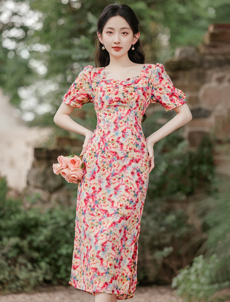 Blooming Chinese style painting dress