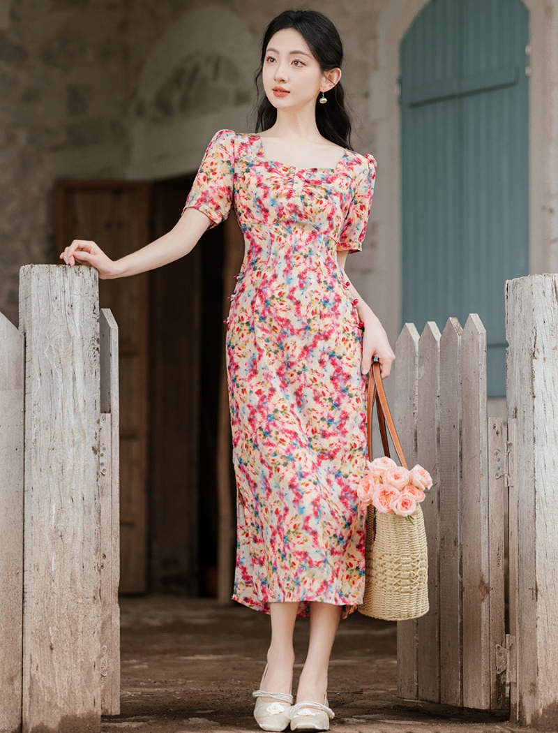 Blooming Chinese style painting dress