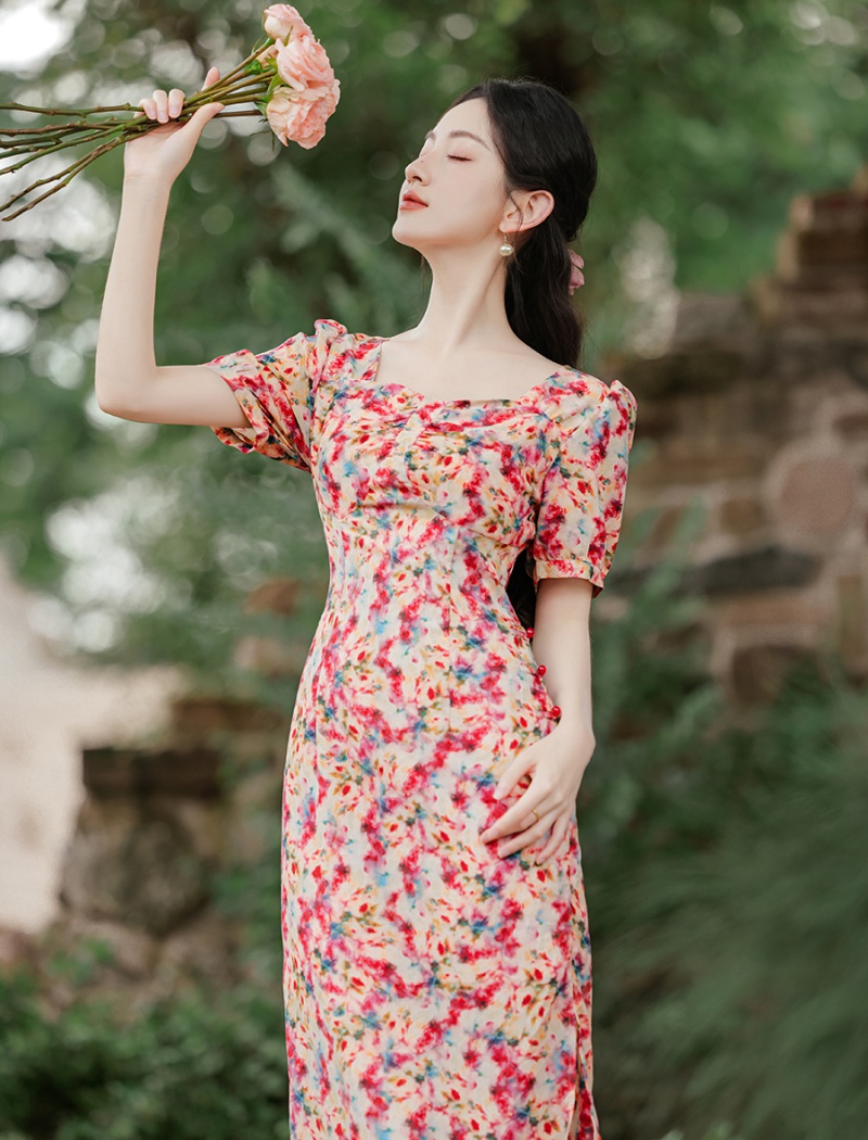 Blooming Chinese style painting dress