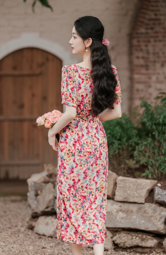 Blooming Chinese style painting dress