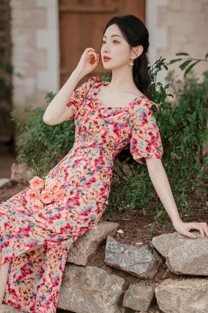 Blooming Chinese style painting dress