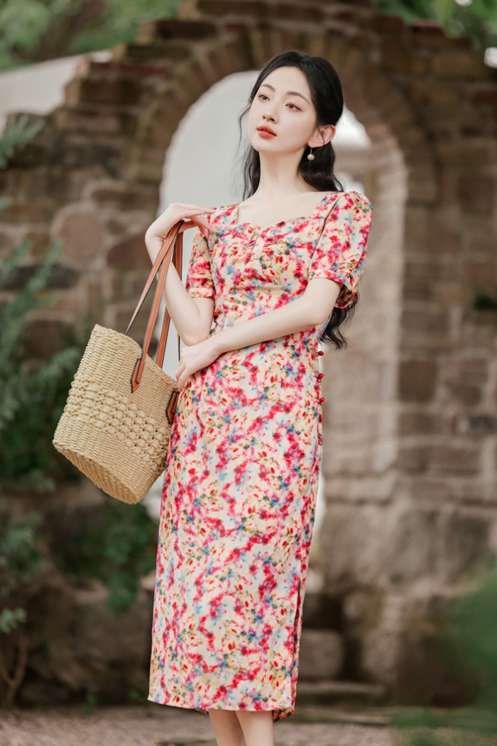 Blooming Chinese style painting dress