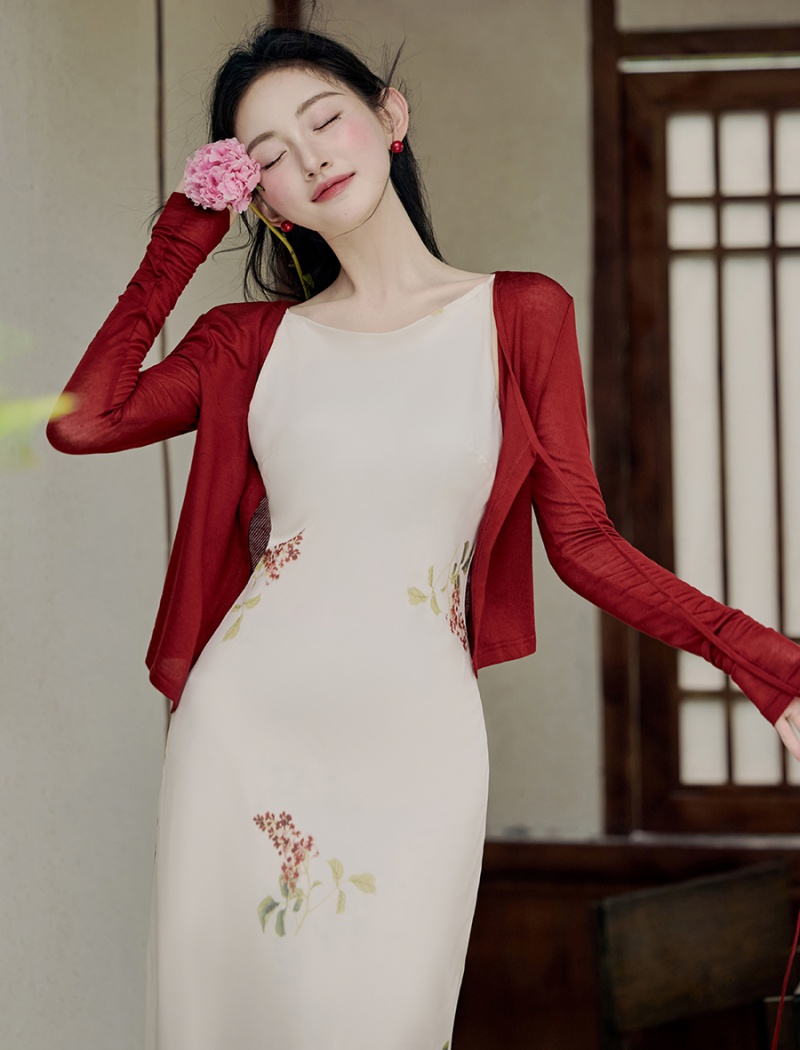 Elegant noble sling white tender dress for women