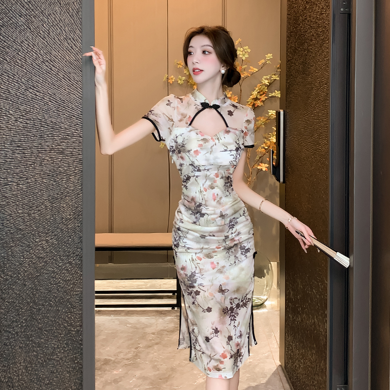 Chinese style split cheongsam summer sexy dress for women