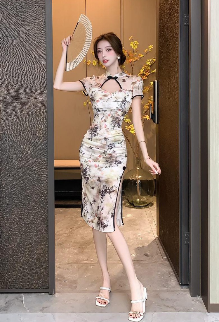 Chinese style split cheongsam summer sexy dress for women