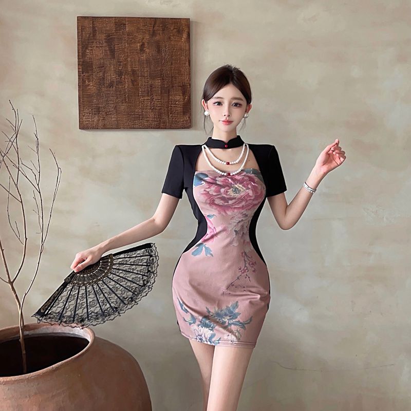 Chinese style long dress package hip cheongsam for women