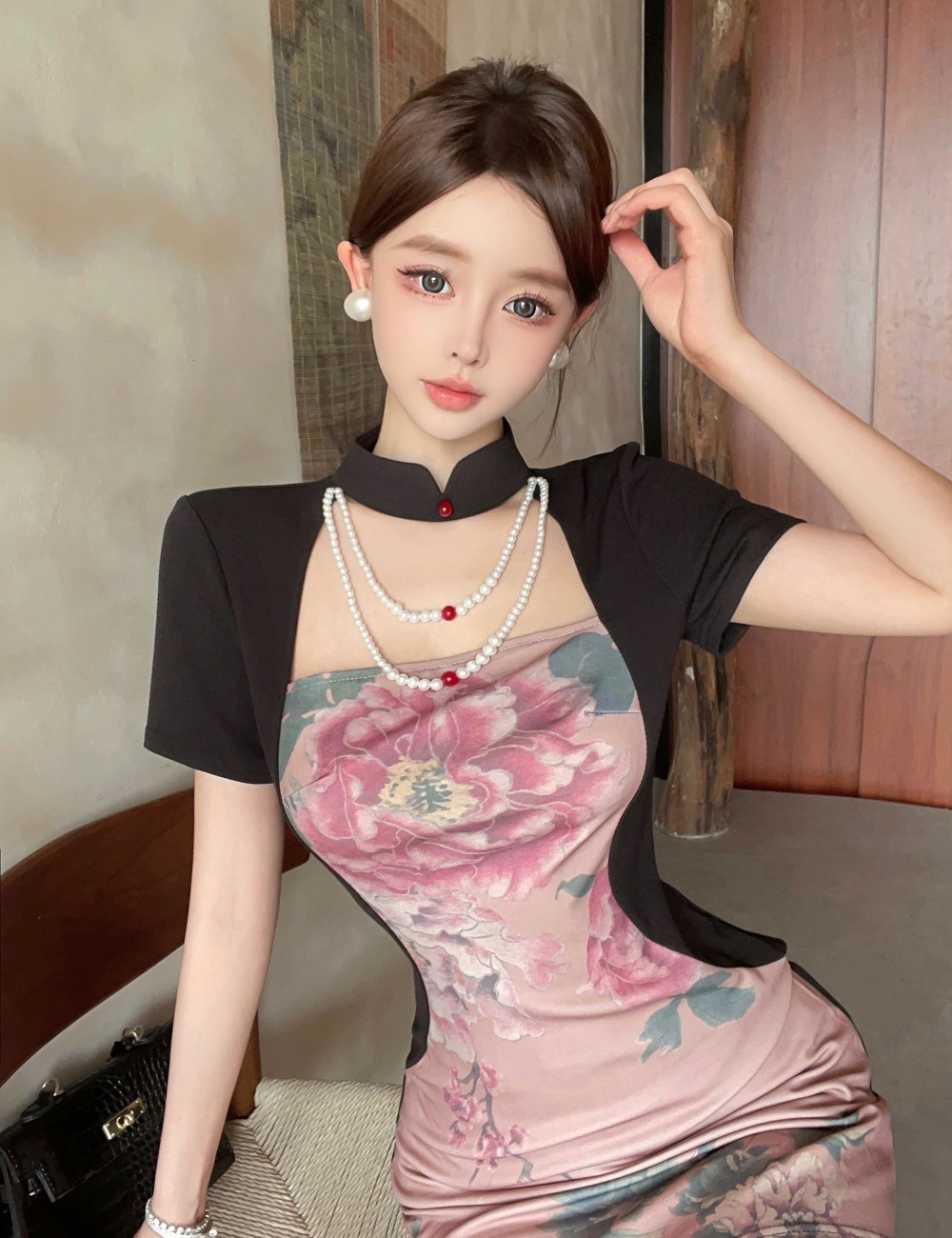 Chinese style long dress package hip cheongsam for women