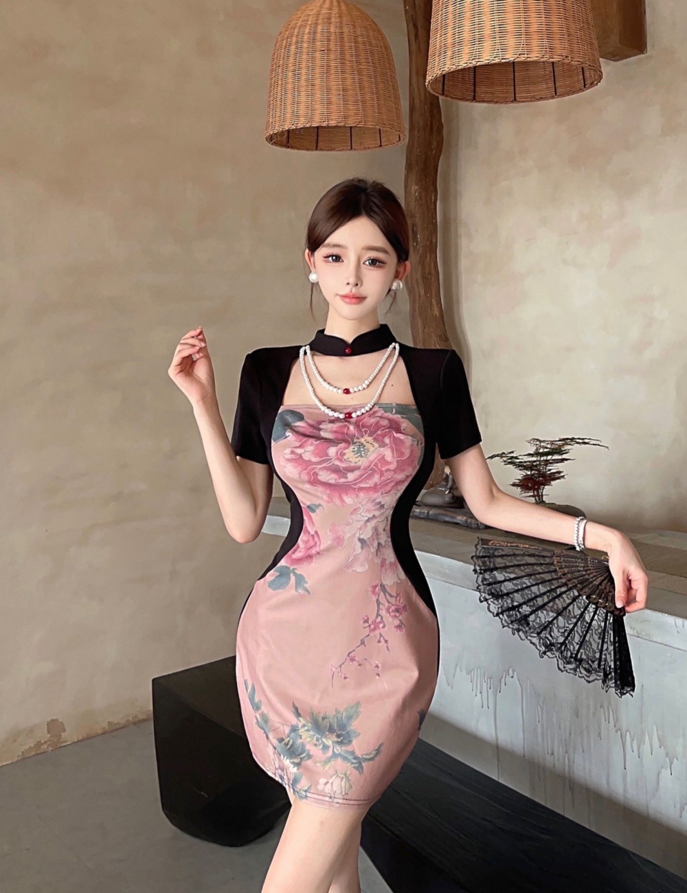 Chinese style long dress package hip cheongsam for women