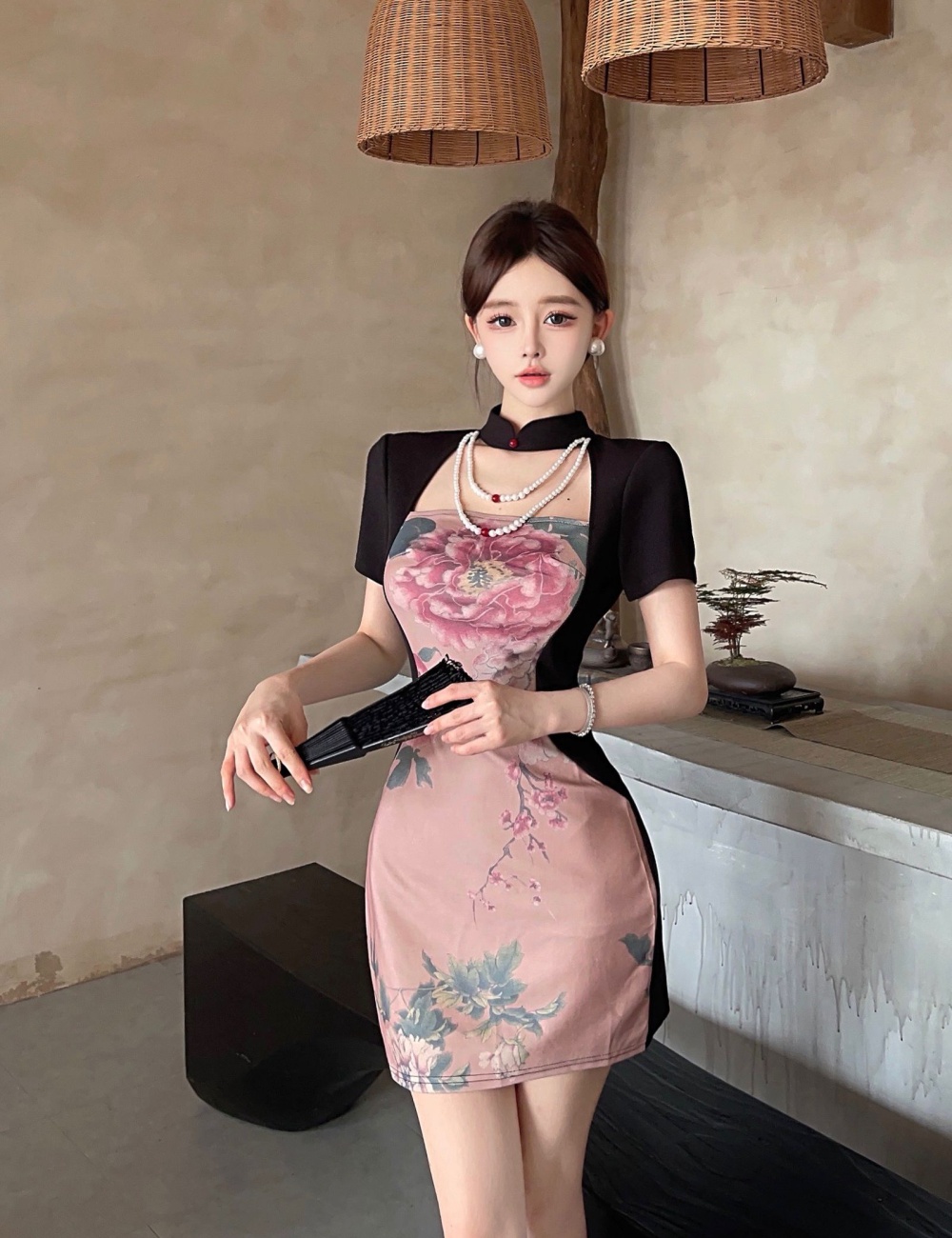 Chinese style long dress package hip cheongsam for women