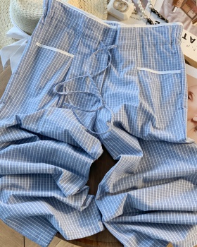 Comfort drawstring niche plaid summer pants for women