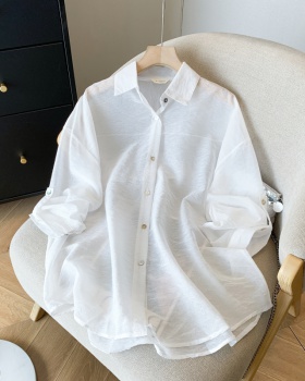 Thin ice silk shirt summer long sleeve sun shirt for women