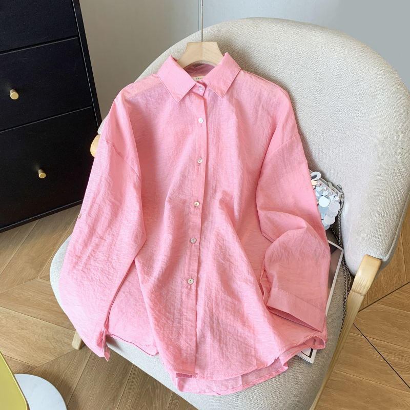 Thin ice silk shirt summer long sleeve sun shirt for women