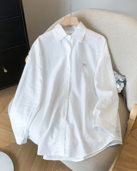 Embroidery simple sunscreen shirts pure lapel coat