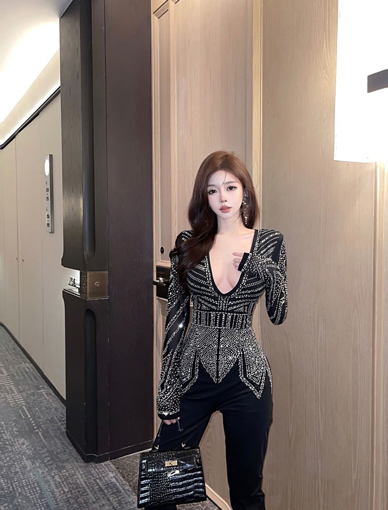 Pure fashion rhinestone European style jumpsuit