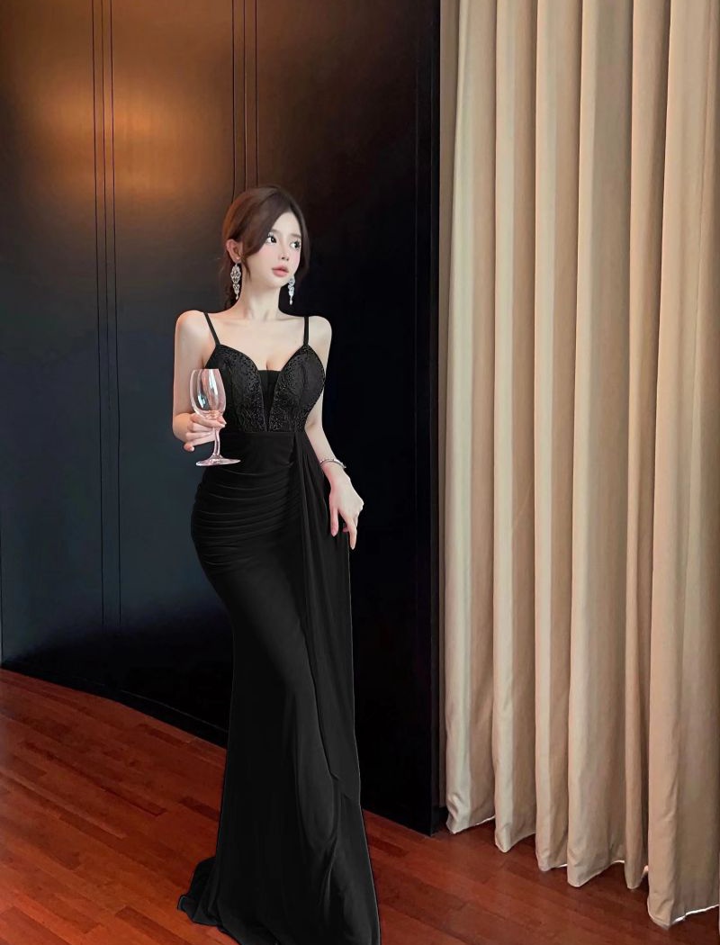 Nightclub slim perspective gauze sling dress