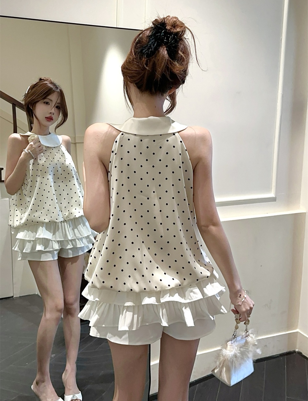 A-line tops stereoscopic small shirt for women