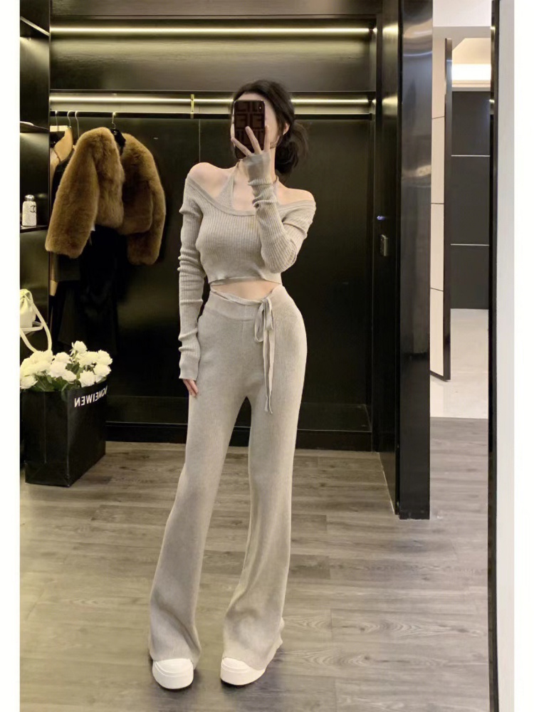 Chanelstyle long pants 2pcs set for women