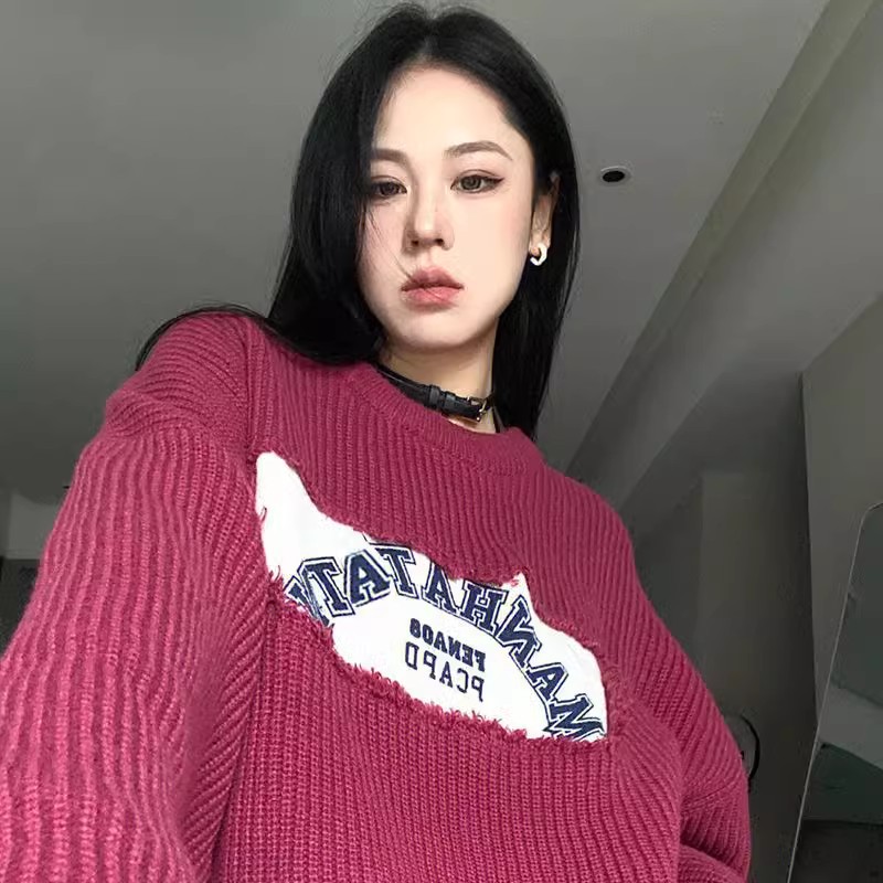 Round neck tops autumn and winter sweater for women