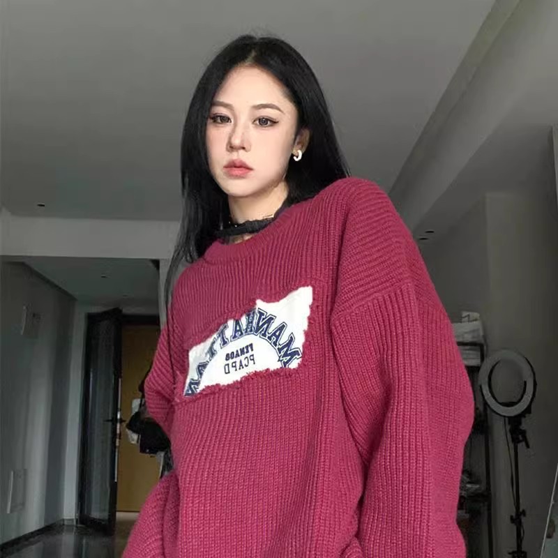 Round neck tops autumn and winter sweater for women