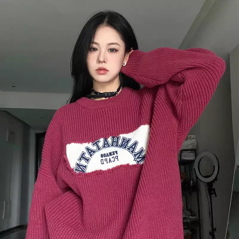 Round neck tops autumn and winter sweater for women