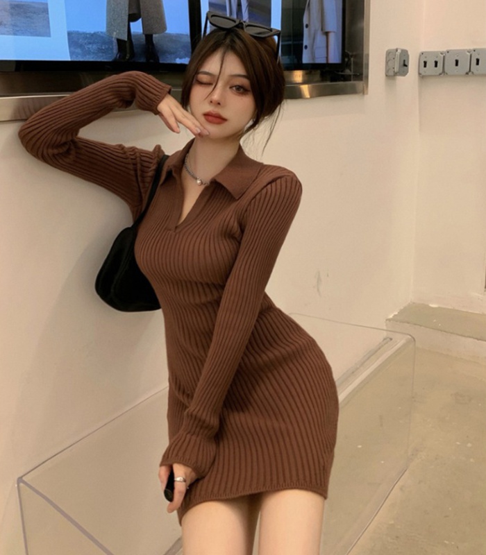 Slim sweater dress knitted dress for women