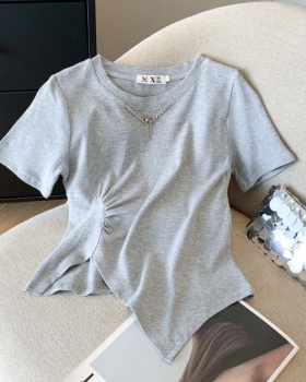 Split irregular T-shirt unique tops for women