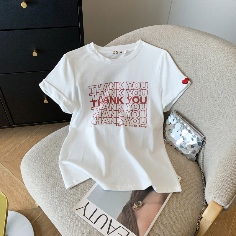 Unique fashion T-shirt letters tops for women