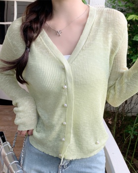 Knitted air conditioning ice silk cardigan thin summer tops