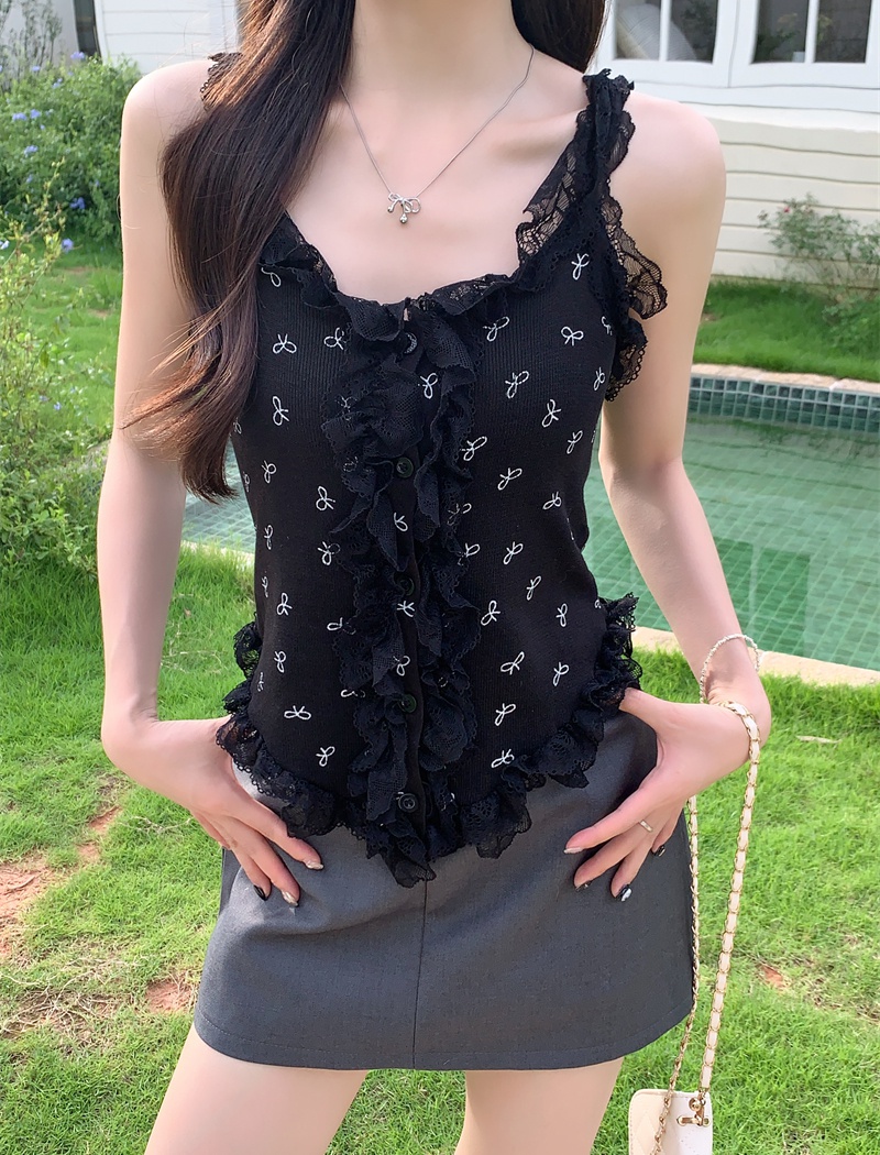 Slim lace wears outside enticement knitted vest