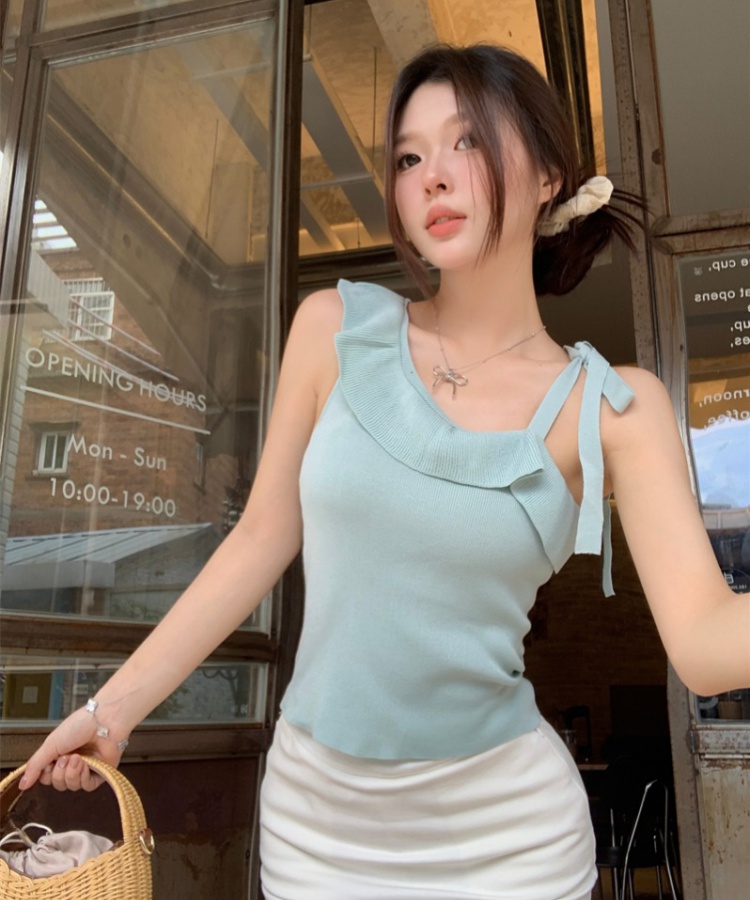 Frenum unique knitted vest slim irregular tops