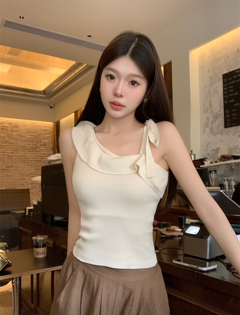 Frenum unique knitted vest slim irregular tops