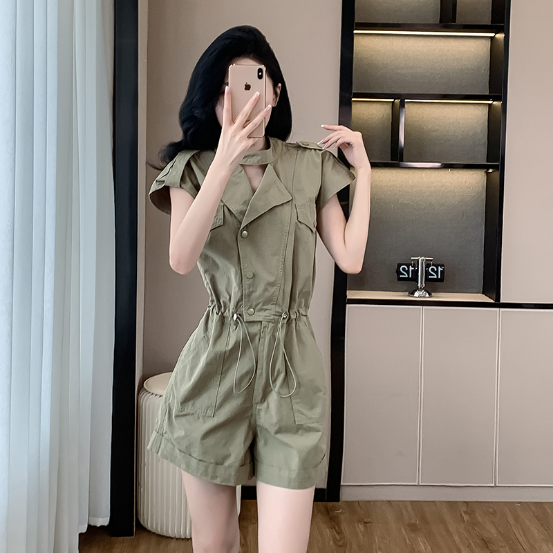 Green loose work clothing summer simple shorts