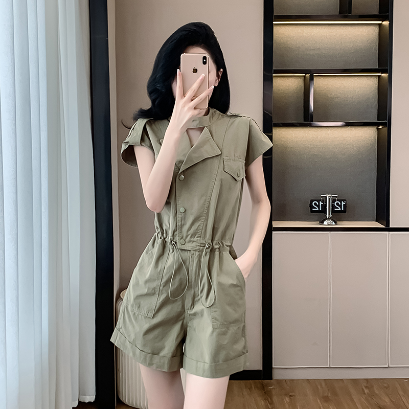 Green loose work clothing summer simple shorts