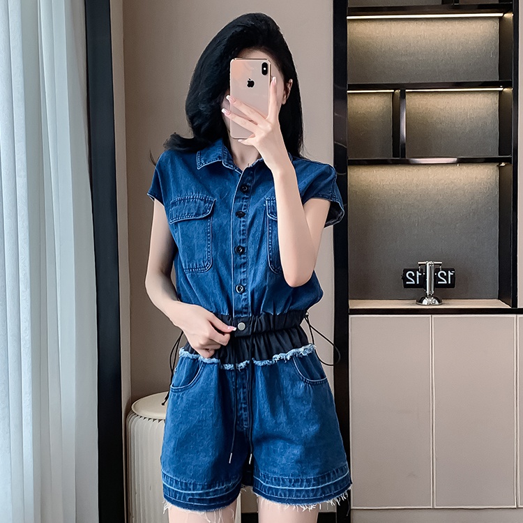 Casual summer work clothing medium waist jeans 2pcs set