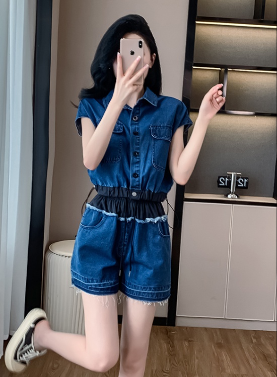 Casual summer work clothing medium waist jeans 2pcs set