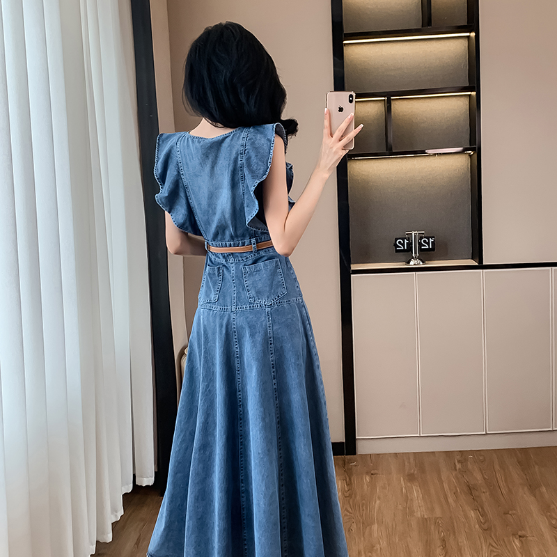 Summer boats sleeve dress thin long dress