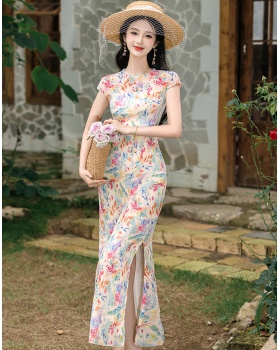 Printing grain elasticity dress 2pcs set