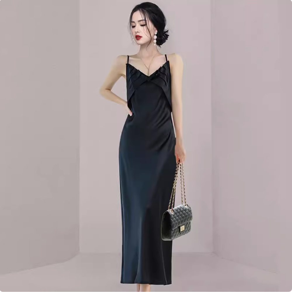 Summer sling long dress temperament France style dress