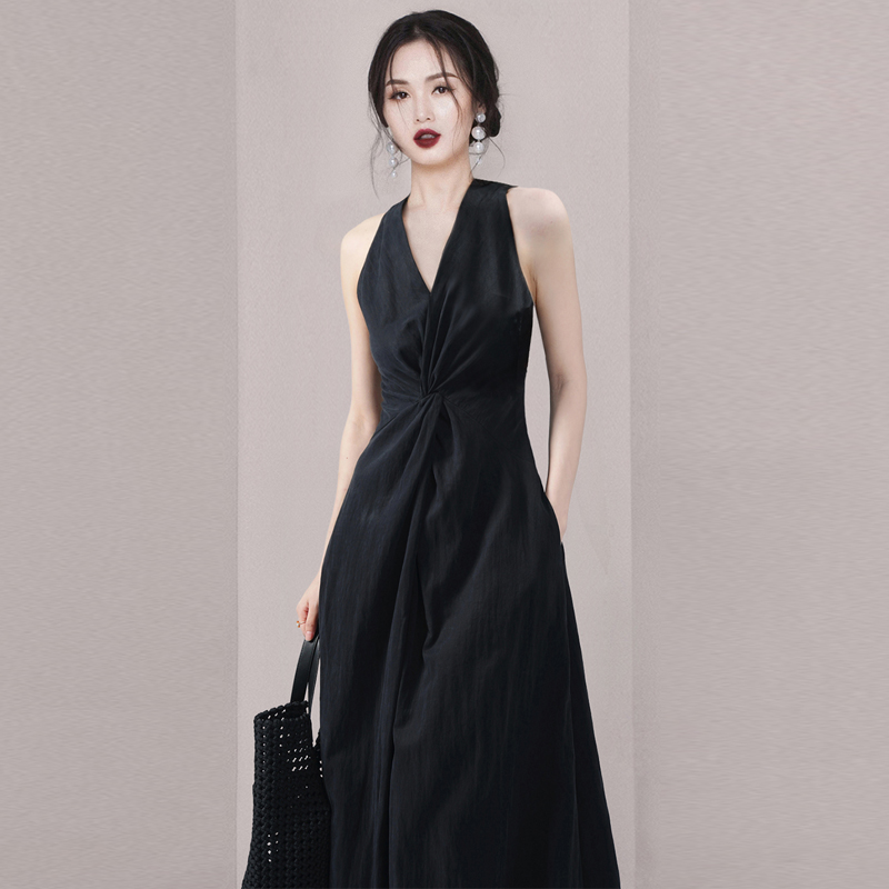 Long pinched waist elegant summer dress for women