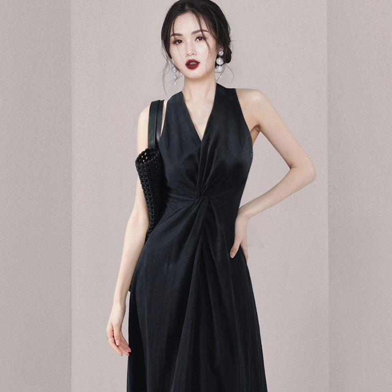 Long pinched waist elegant summer dress for women